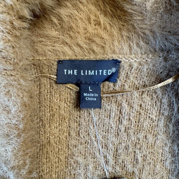 The Limited Mohair Fuzzy Long Cardigan Sweater Tan Camel Womens Sz L NWT - Picture 2 of 5